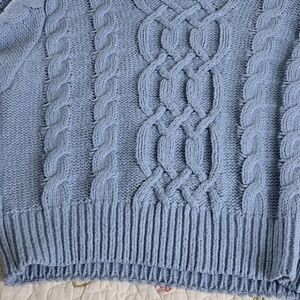 Elegant Sky Blue Cable Knit Sweater